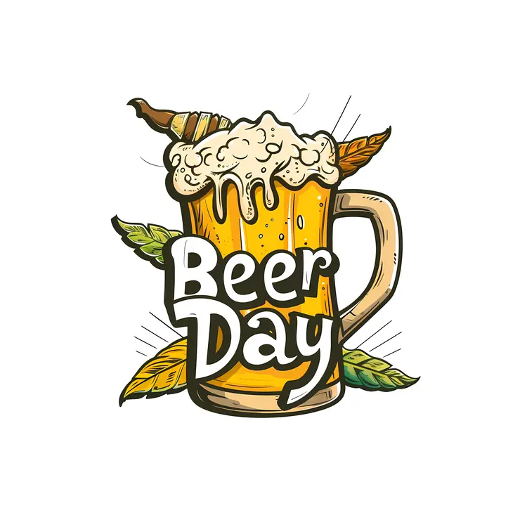 Foamy Beer Mug with Leaves