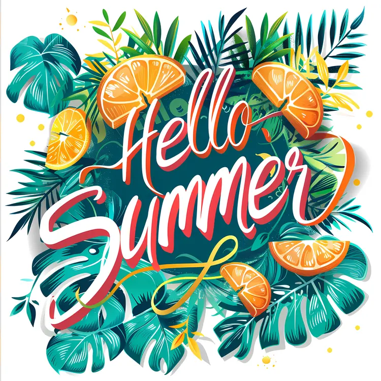 Tropical Hello Summer Illustration
