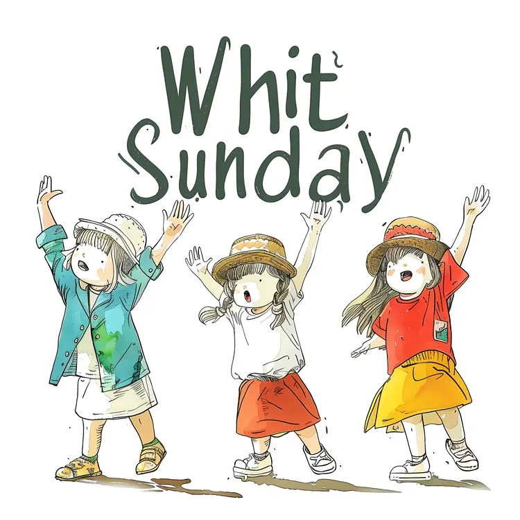 Whit Sunday with Children Illustration