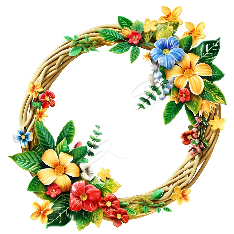 Colorful Floral Wreath with Twigs