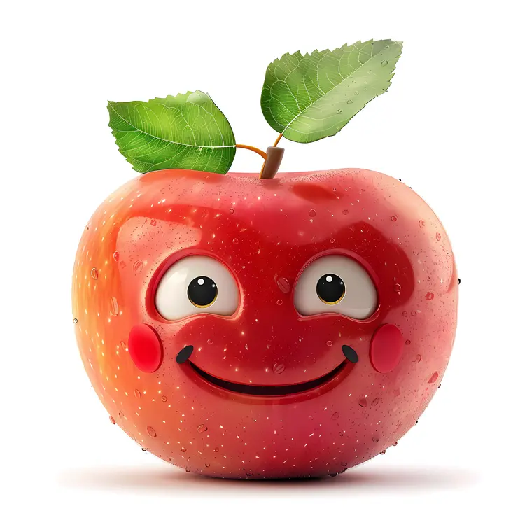 Blushing Red Apple Cartoon