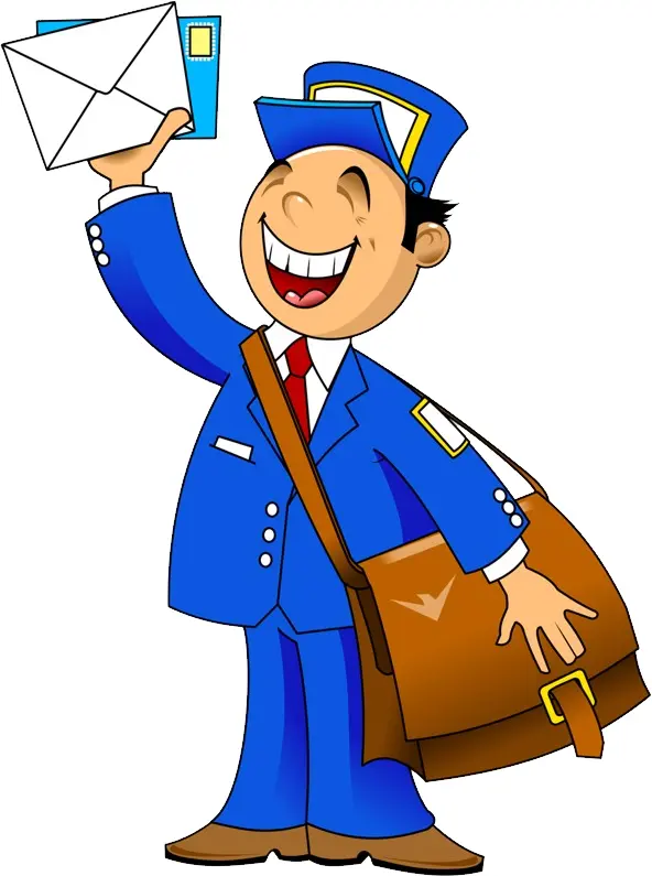 Happy Postman Holding Letters