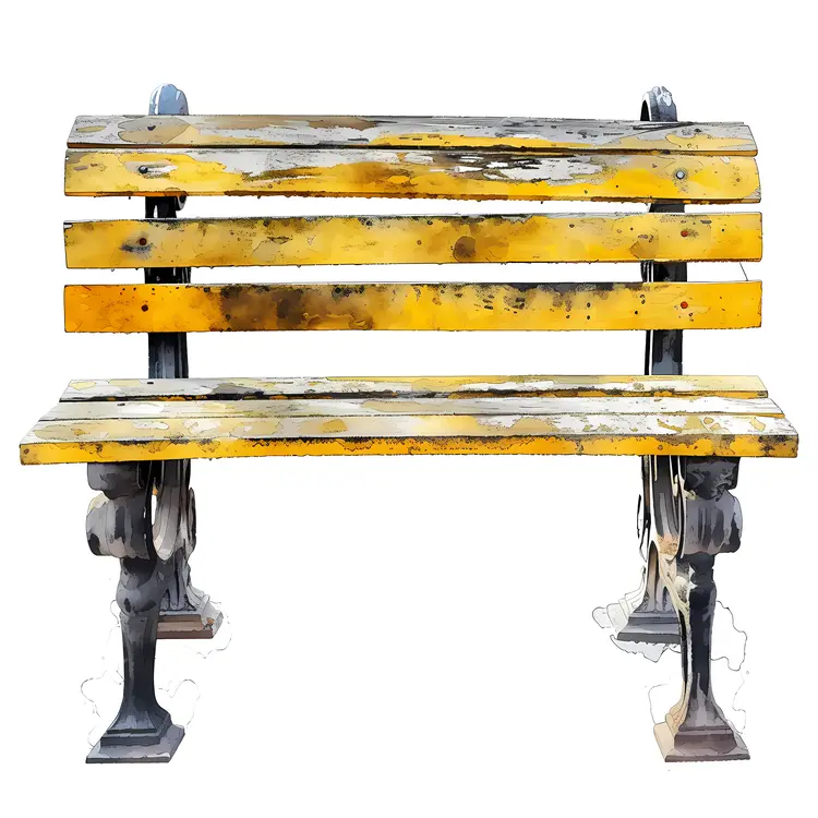 Weathered Yellow Bench Illustration