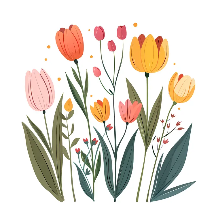 Colorful Tulips Illustration