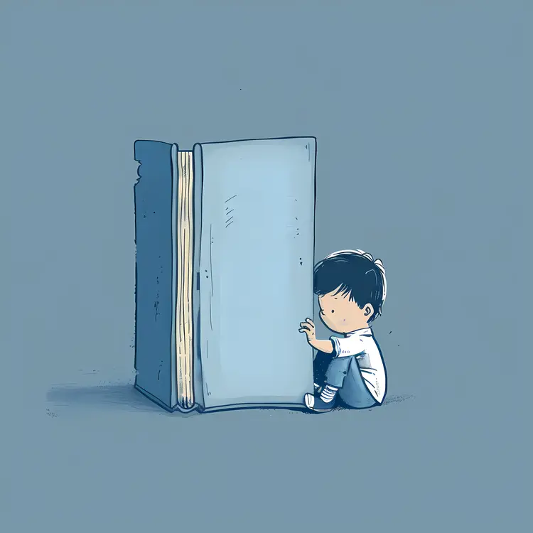 Boy Reading a Large Book