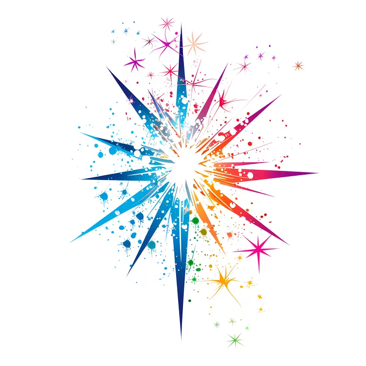 Colorful Starburst with Sparkles