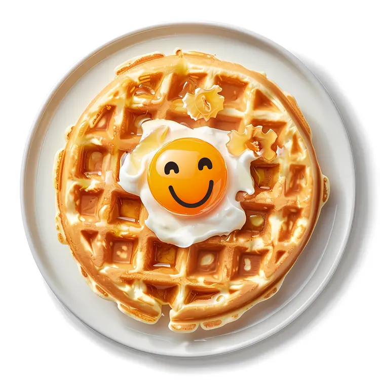 Waffle with a Smiley Face Egg