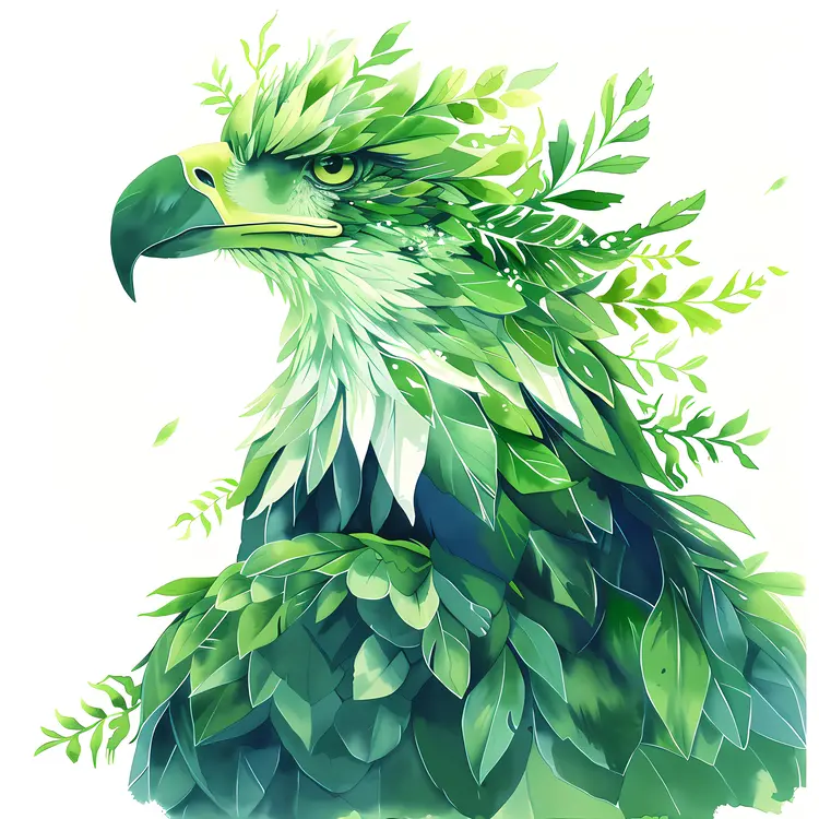 Green Leafy Eagle Illustration
