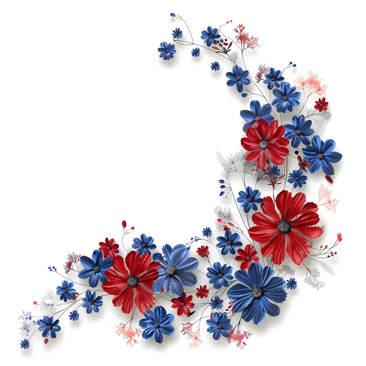 Red, Blue, and White Floral Design