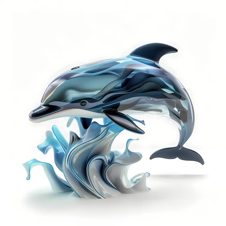 Abstract Dolphin with Waves