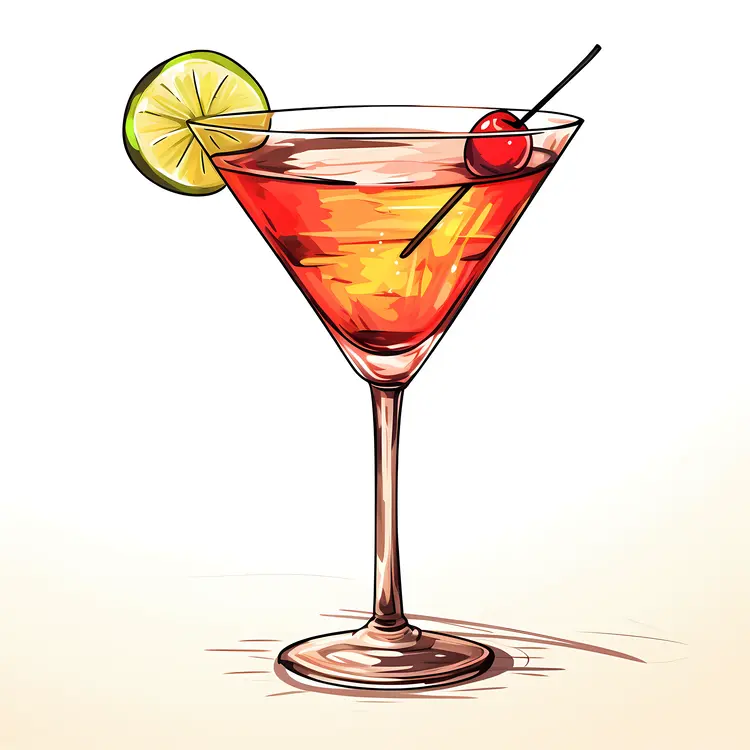 Classic Martini with Lime and Cherry