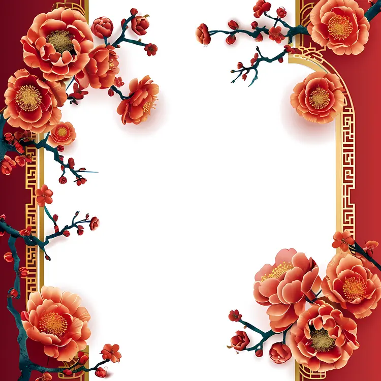 Red Flowers with Decorative Elements