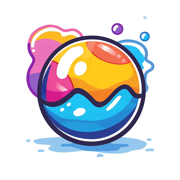 Colorful Ball with Bubbles Illustration