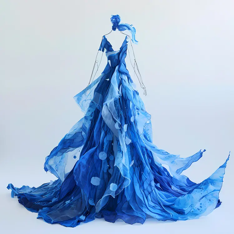 Elegant Blue Flowing Dress