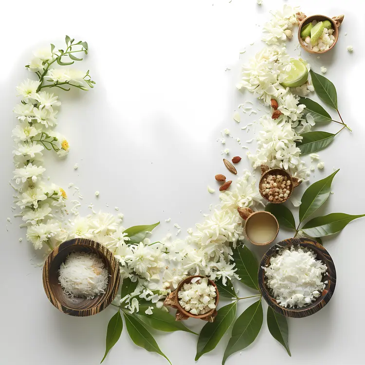 Floral Arrangement with Flowers and Leaves