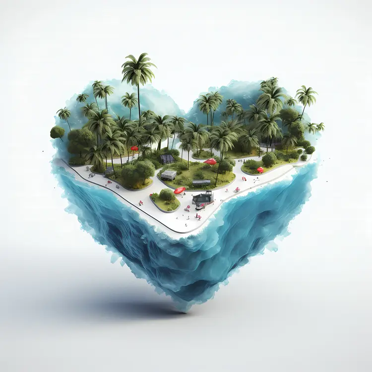 Heart-shaped Island with Sandy Beach