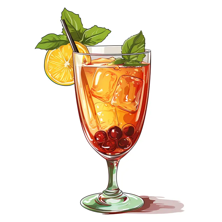 Refreshing Cocktail with Fruit Garnish