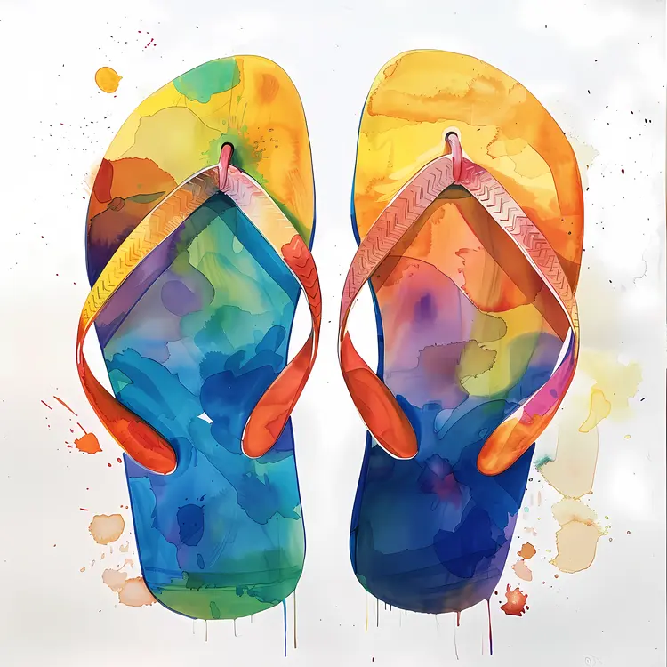Colorful Flip Flops with Watercolor Design