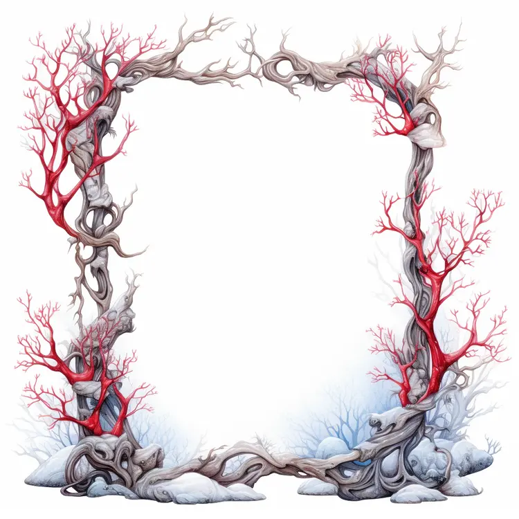 Artistic Tree Branch Frame with Red Coral