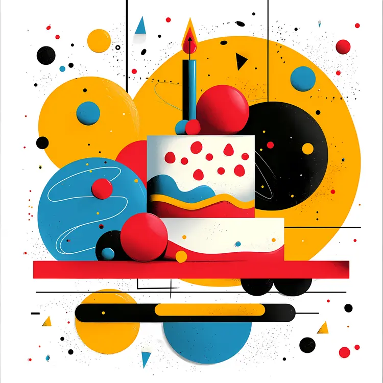 Colorful Birthday Cake with Candle