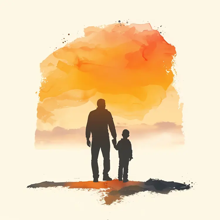 Father and Child Silhouette at Sunset