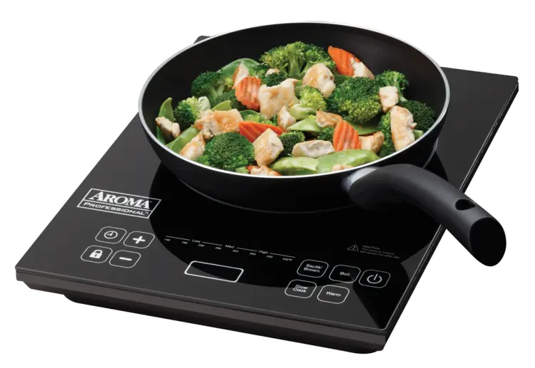 Modern Induction Cooktop with Pan of Vegetables