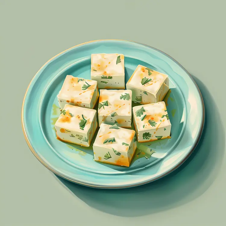 Plate of Tofu with Cilantro