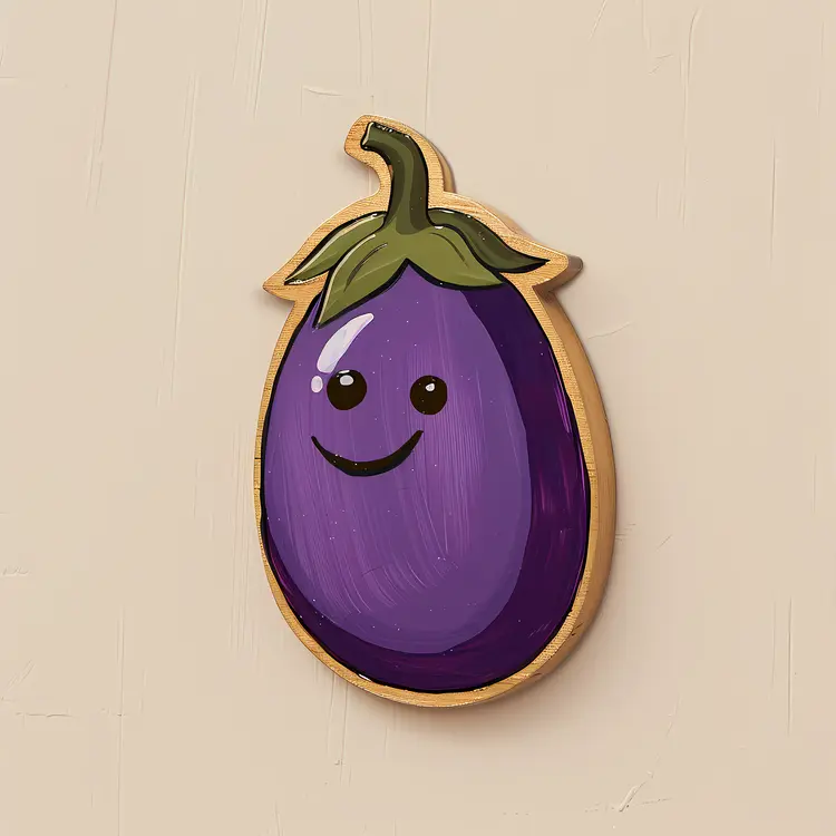 Cute Smiling Purple Eggplant