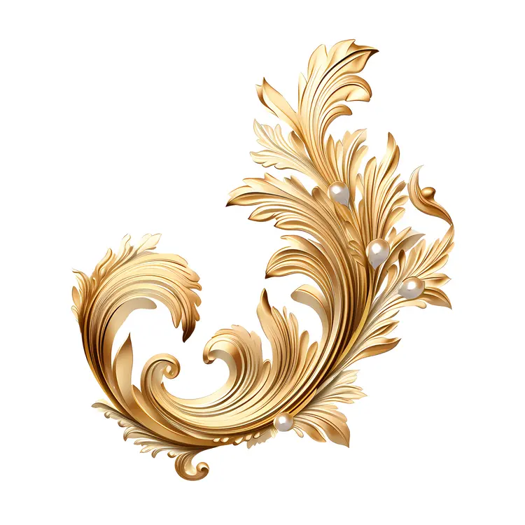 Curved Golden Floral Ornament