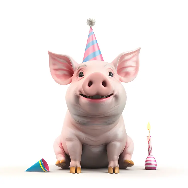 Cute Pig with Party Hat