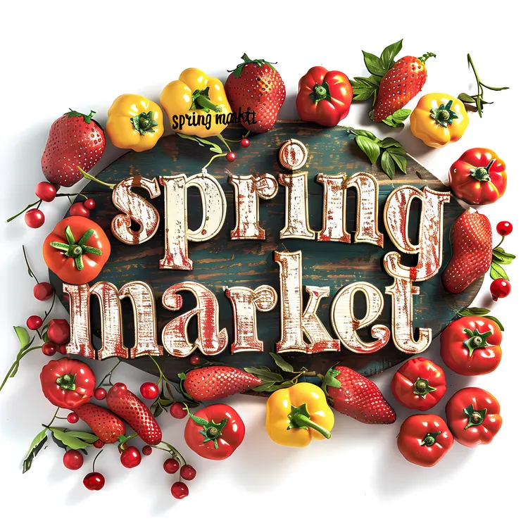Spring Market with Colorful Produce