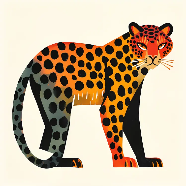 Colorful Stylized Leopard Illustration