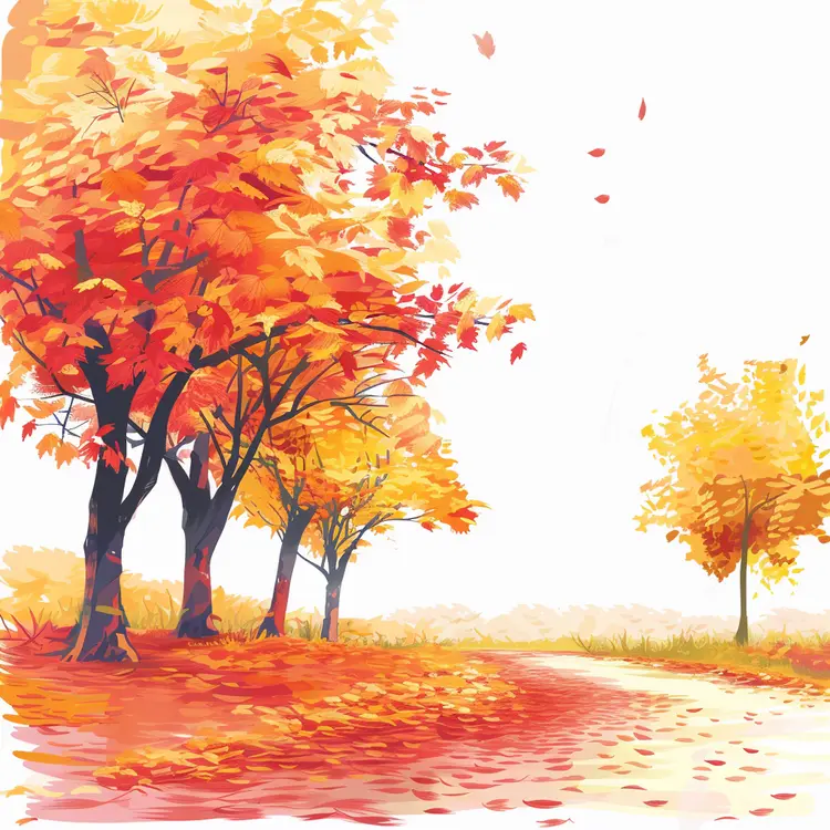 Beautiful Autumn Trees Illustration