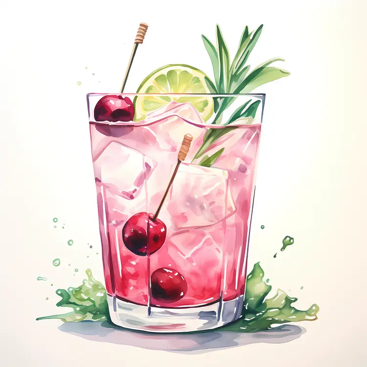 Pink Cocktail with Cherries