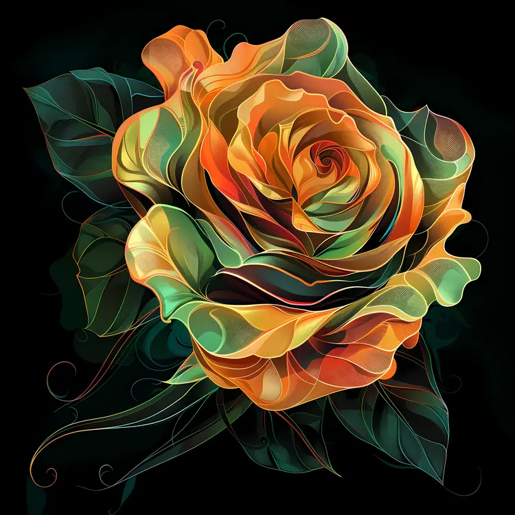 Detailed Colorful Rose