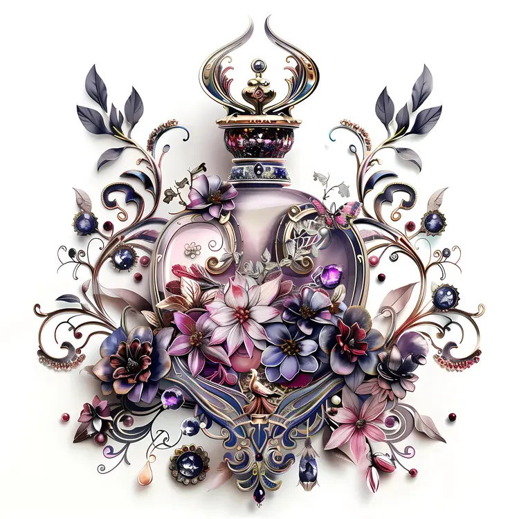 Elegant Perfume Bottle with Floral Embellishments
