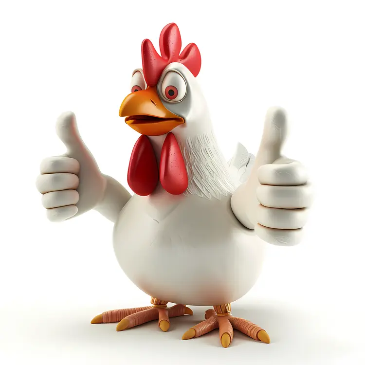 White Chicken Giving Thumbs Up