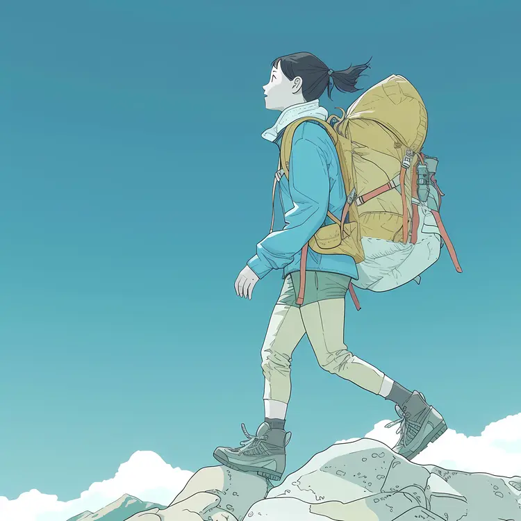 Hiker on Rocky Mountain Path