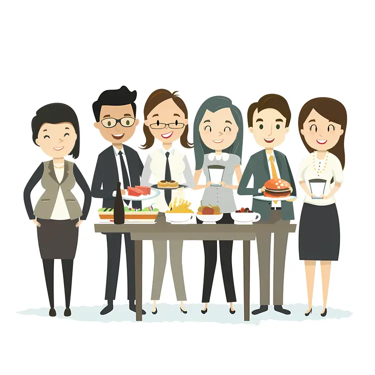 Group of Colleagues with Food