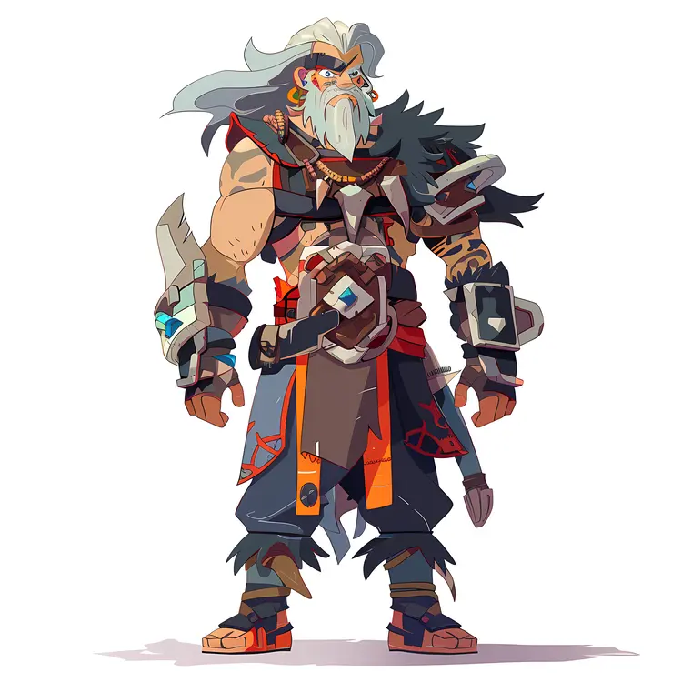 Cartoon Warrior with Armor and Beard