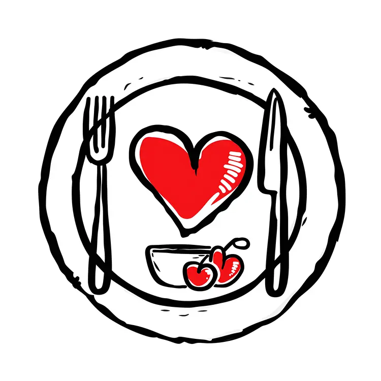 Heart on Plate with Fork and Knife