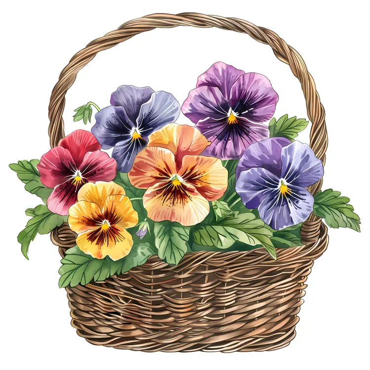 Colorful Flowers in Wicker Basket