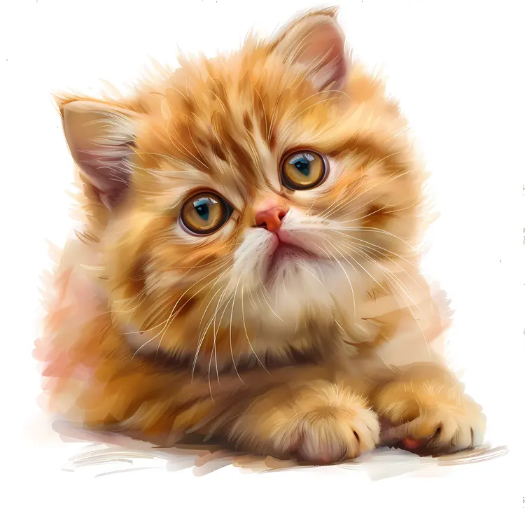 Sweet Orange Kitten Illustration