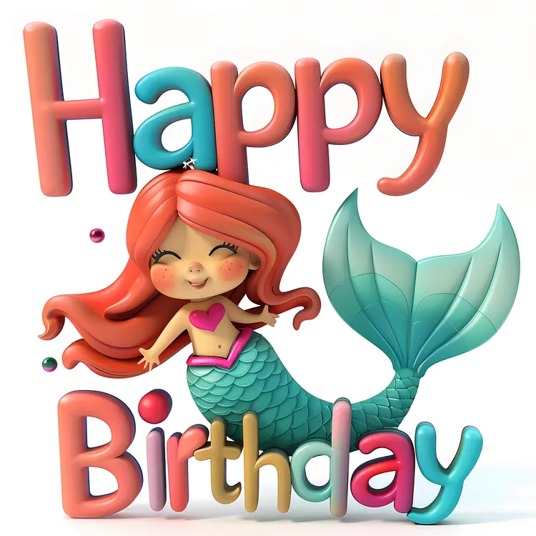 Happy Birthday with Colorful Mermaid