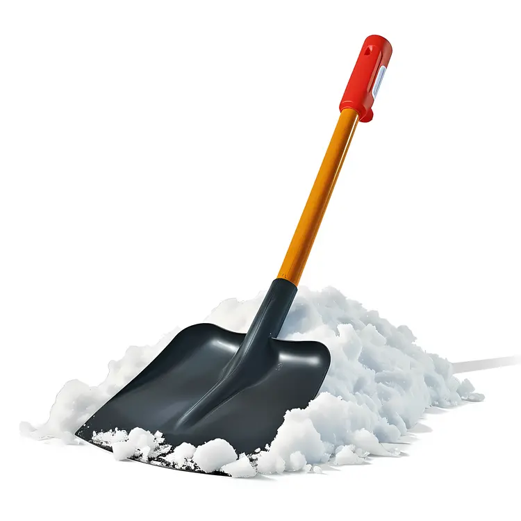 Black Snow Shovel with Snow