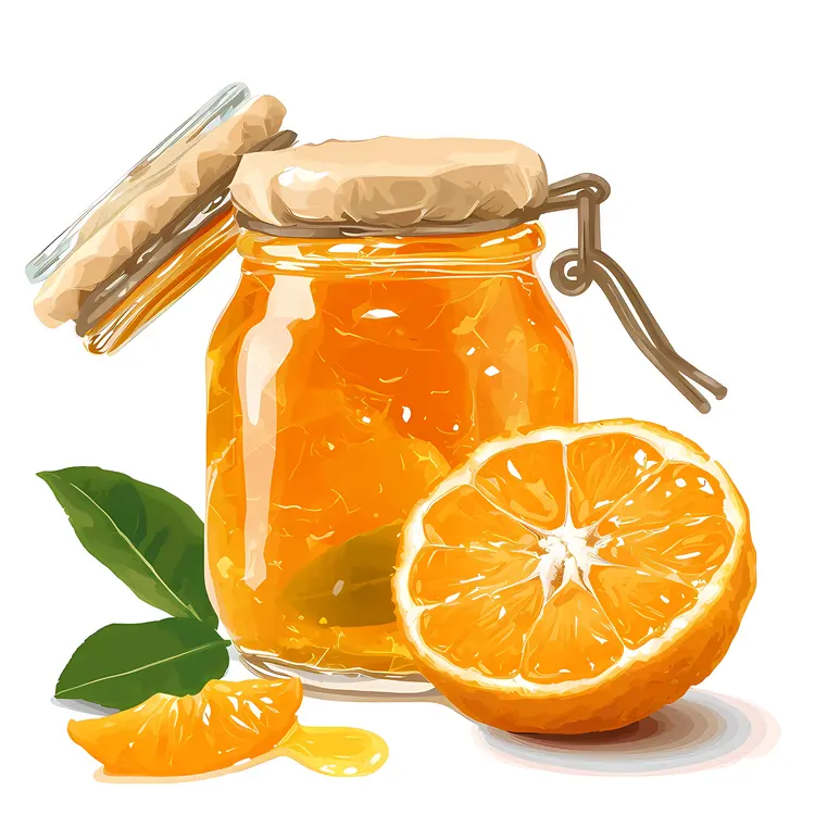 Jar of Orange Preserves with Fresh Oranges