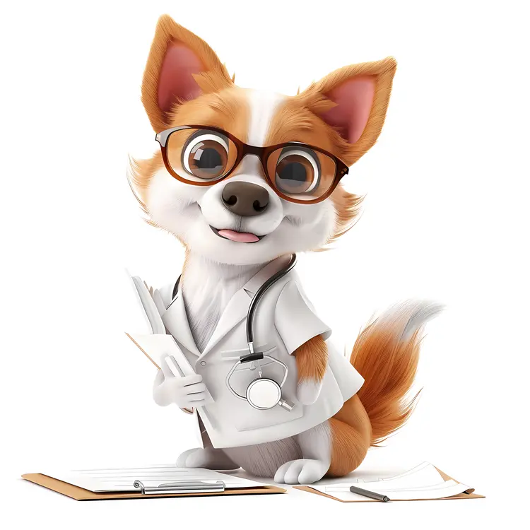 Cartoon Dog in Doctor Outfit