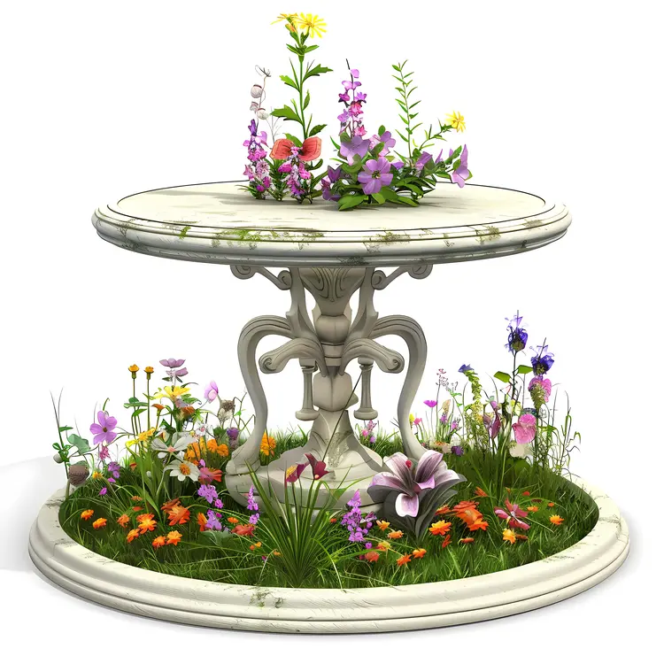 Decorative Flower Table in Garden