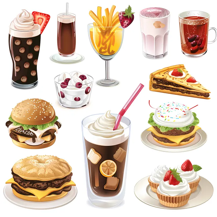 Assorted Food and Drinks