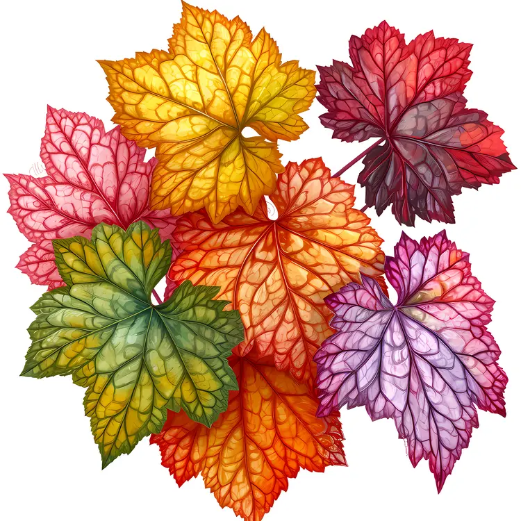 Autumn Heuchera Leaves in Warm Tones